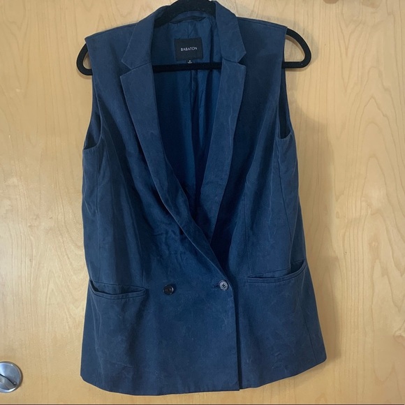 Aritzia Babaton Navy Blue Double Breasted Vest - Picture 2 of 12